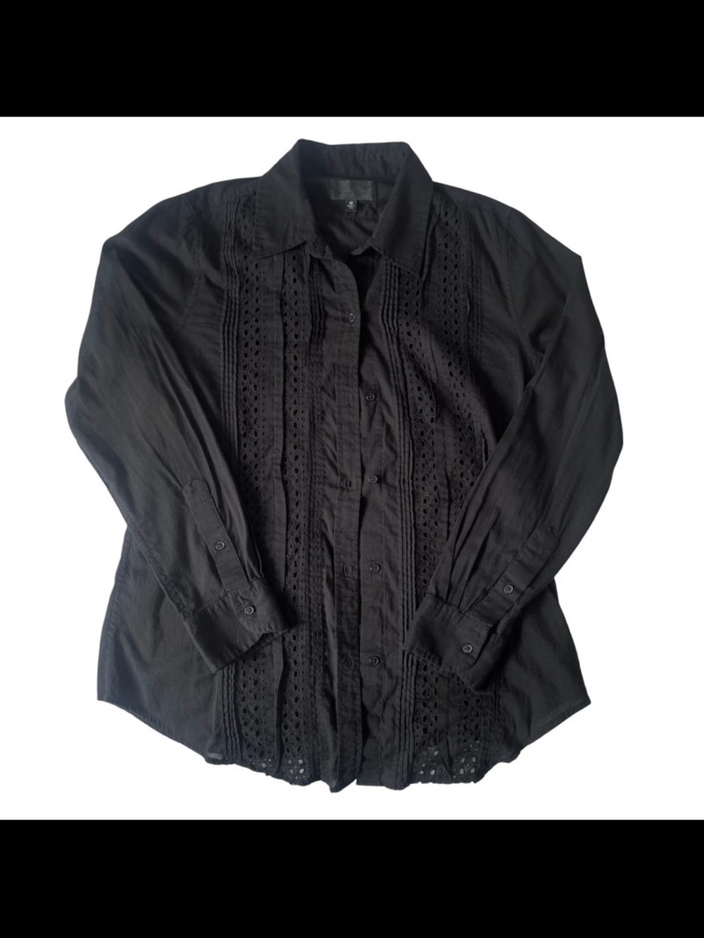 Nili Lotan size M Black Eyelet Cotton Shirt - Classic Button-Up